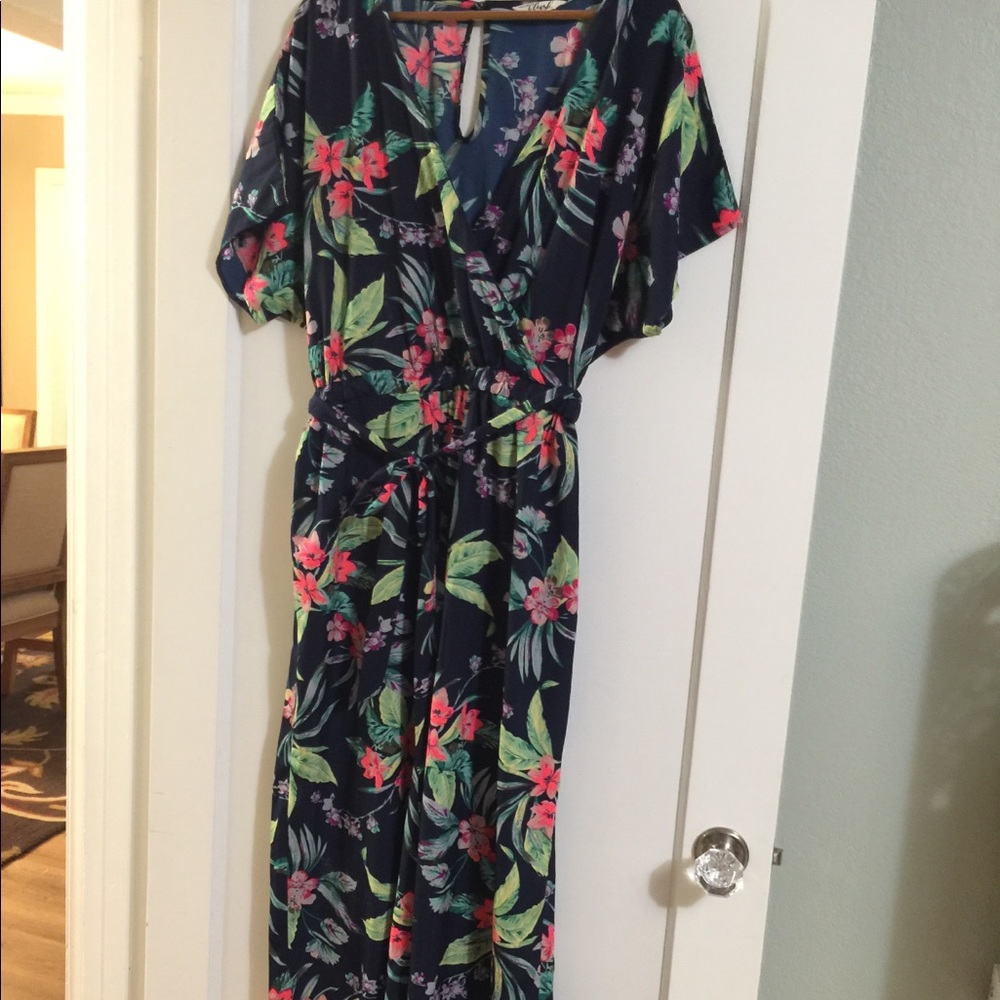 Tropical wide leg pants jumpsuit